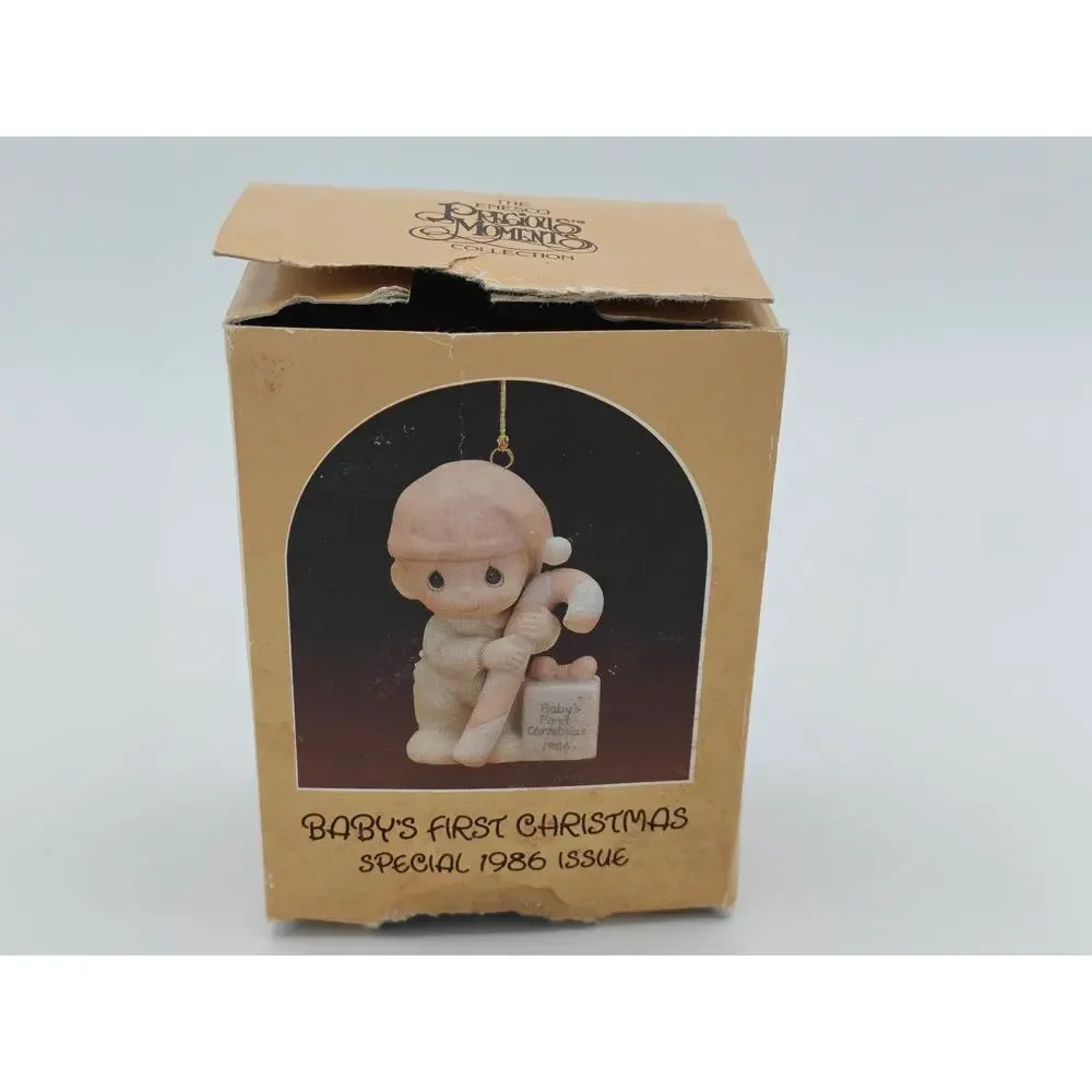Precious Moments 102512 Baby First Christmas Enesco Candy Cane Boy Figurine 1986